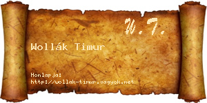 Wollák Timur névjegykártya